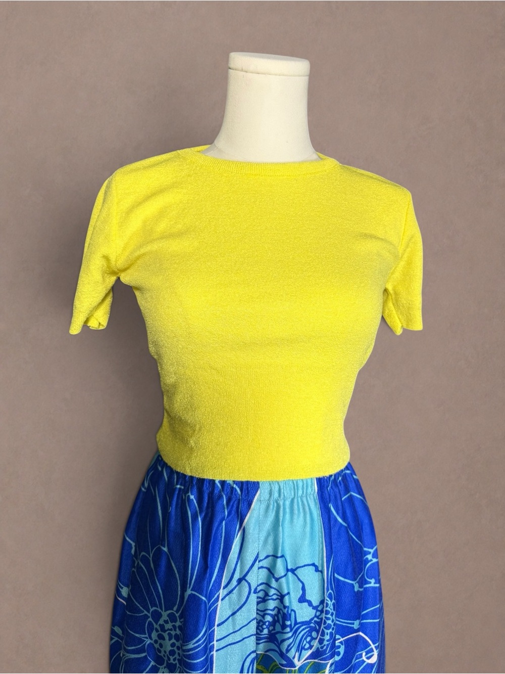 Vintage Yellow 1970s Textured Knit Tee